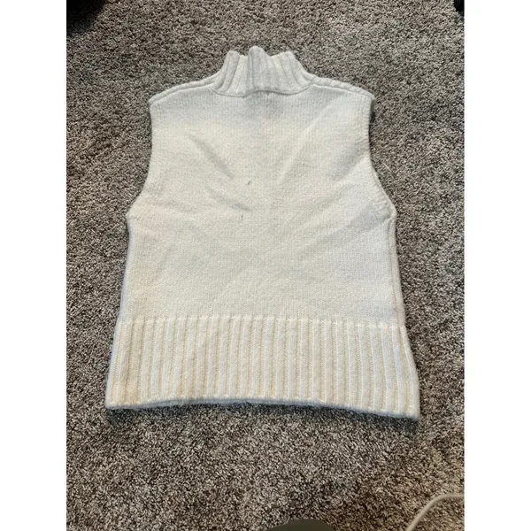 Steve‎ Madden Womens Cream Ribbed High Neck Sleeveless Sweater Vest BO306681 S - Image 4
