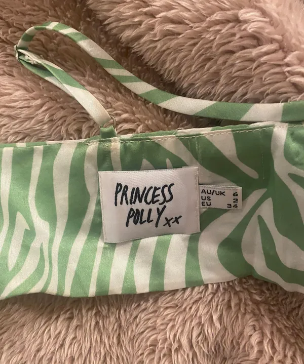 Princess Polly Green Zebra Satin Top - Image 3