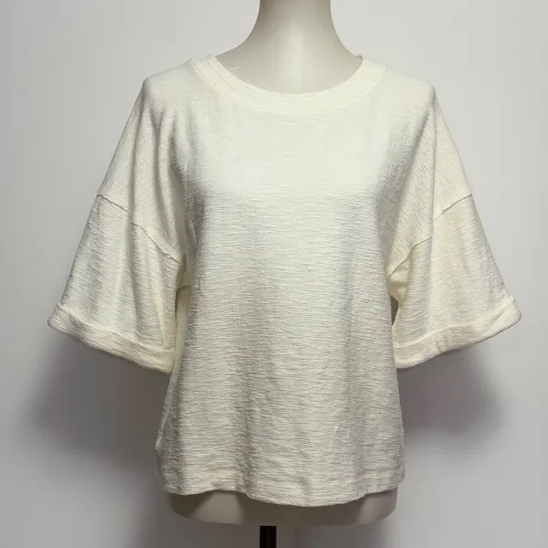 Easel Top Medium Cream Textured Crossover Tulip Back Short Sleeve ET22276 - Image 3