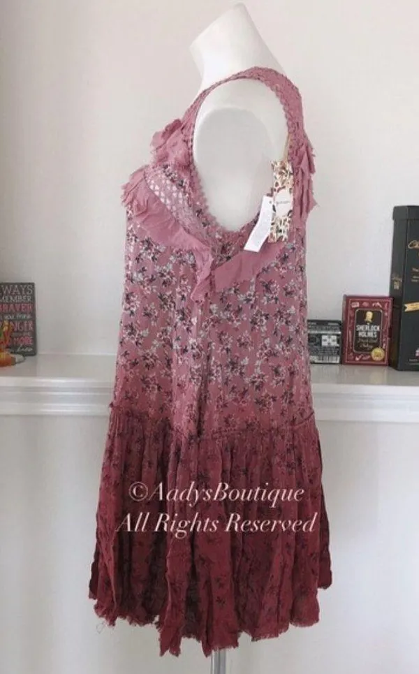 Gimmicks by BKE Mauve High Neck Pieces Floral Top Size M New with Tag - Image 7