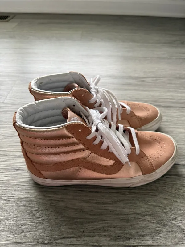 Vans SK8-Hi Reissue High-Top Sneakers in Blush Pink and White Size 6.5 - Image 6