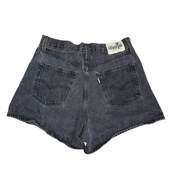 Levi's SilverTab Mom Shorts Women 28 Black Excellent High Waisted Denim - Image 2
