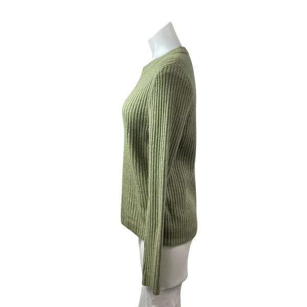 Abercrombie & Fitch Women's Green Ribbed Knit Long Sleeve Sweater Top Size M - Image 3