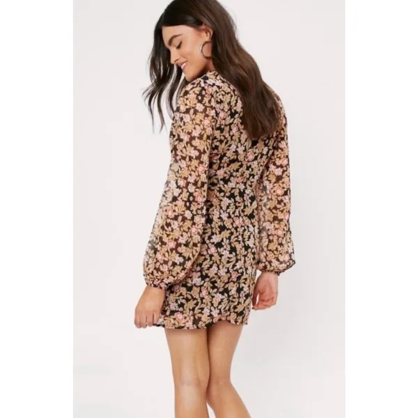 Nasty Gal Nothin'Bud Love Floral Long Sleeve Mini Dress in Women's Size 6 - Image 3