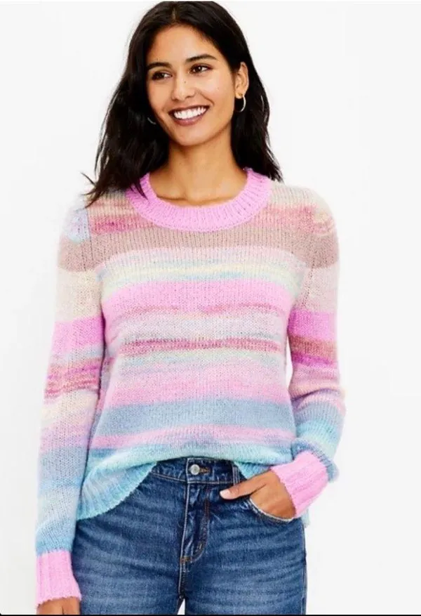 Loft Rainbow Spacedye Knit Sweater $79.50 NWT XS - Image 6