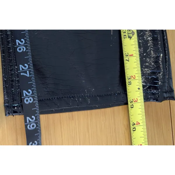 J.Crew Black Patent Faux Leather High Rise Straight Pants Size 28 edgy Y2K goth - Image 7