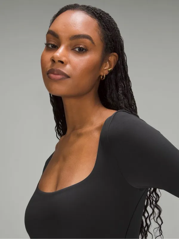 NWT Lululemon Black Wundermost Ultra-Soft Nulu Square-Neck Long-Sleeve Bodysuit - Image 4
