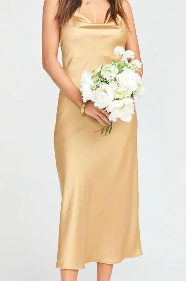 Show Me Your Mumu Women's Gold Verona Cowl Midi Dress Size L Party/Cocktail - Image 2