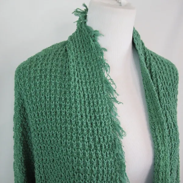 FREE PEOPLE I’ll Be Around Silk Blend Green Knit Oversized Cardigan Size Medium - Image 8