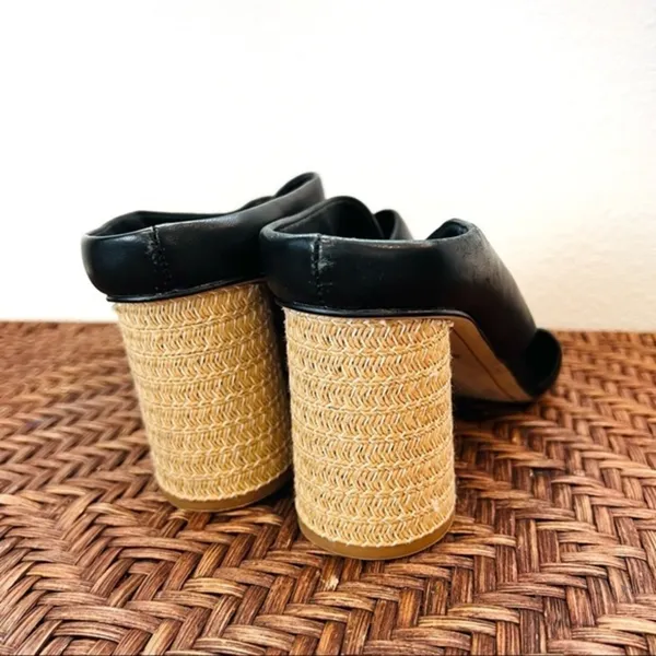 Dolce Vita sandal black leather Criss cross Javi Heeled Sandal Braided raffia - Image 5