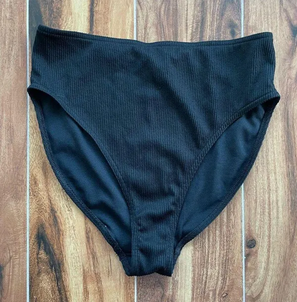 Missguided NWT Black Ribbed High Waisted Bikini Bottom Mix & Match Size 6 - Image 3