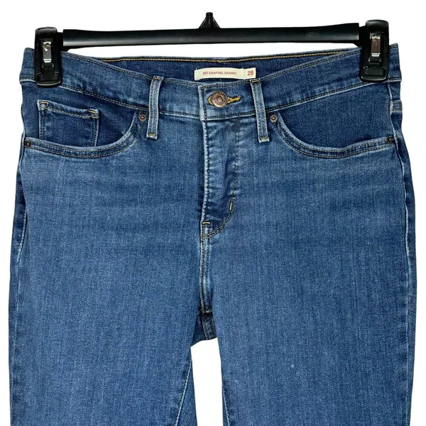 Levi’s SZ 28 - 311 Shaping Skinny Jeans Distressed Mid-Rise Stretch Blue Womens - Image 2
