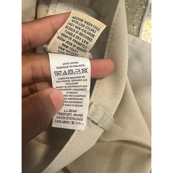 L.L.Bean Original Fit‎ Cotton Blend Pleated Pants Beige Women's Size 14 - Image 7