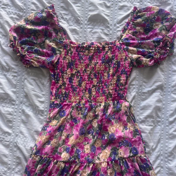 the Label Soho Floral Sweetheart Puff Sleeve Midi Dress - Image 5