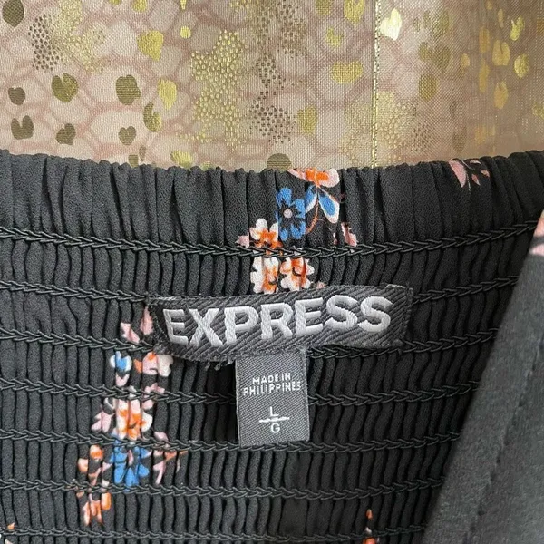 Express Black Orange Paisley Floral Handkerchief Dress, Large‎ - Image 5