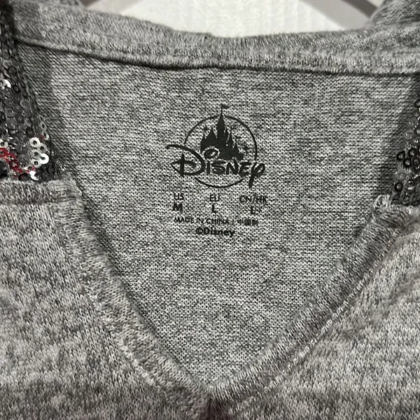 Walt Disney World Sweatshirt M Sequin Hooded Gray Silver Graphic Distressed - Image 5