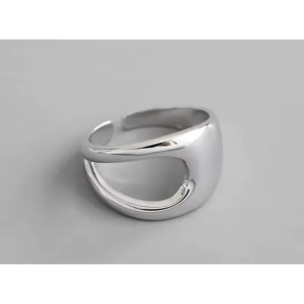 Boutique NEW‎ UNIQUE SILVER ABSTRACT RING, OPEN RING, SILVER ADJUSTABLE RING, UNISEX RING - Image 9