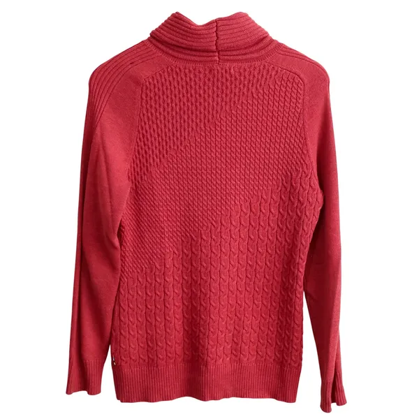 Smartwool Dacono Ski Sweater Cable Knit Turtleneck Women‎ Size S Red Merino Wool - Image 4