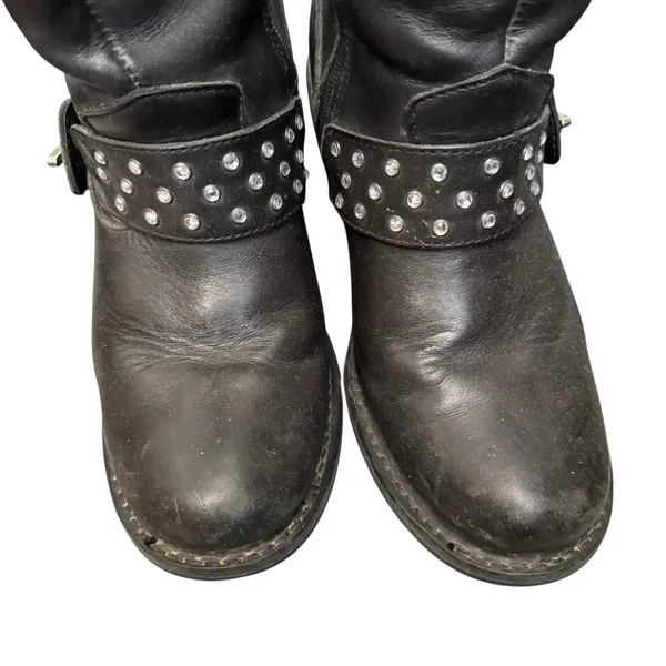 HARLEY DAVIDSON Sz 7 Macie rhinestone Studded Strap Leather Riding Boot Moto - Image 2
