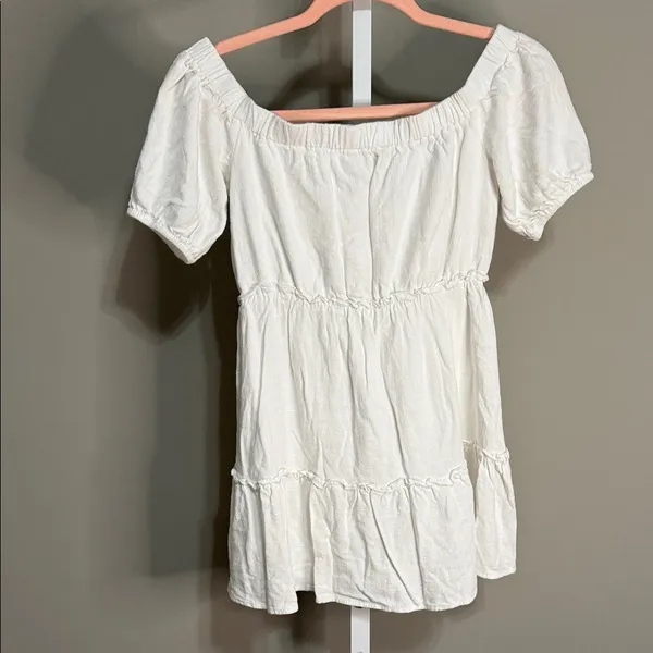 Blue‎ Blush White Off-Shoulder Dress Ruffles Small - Image 6
