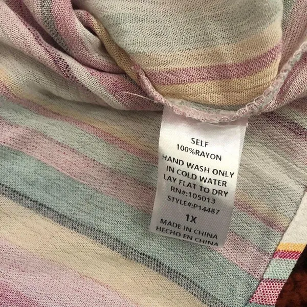 Savanna Jane Boho Hippie Indie embroidered bell flare sleeve tunic top blouse shirt floral multicolored colorful pink V-neck Size 1X-measurement in pics - Image 5