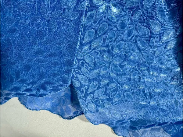 Vintage Y2K Petra Fashions Blue Burnout Floral Mini Dress Made USA - Image 7