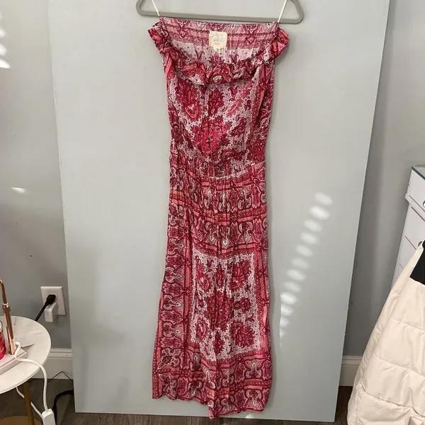 Voyage Mediterranee Womens Dress Capri Pink Paisley Off Shoulder Smocked XS - Image 2