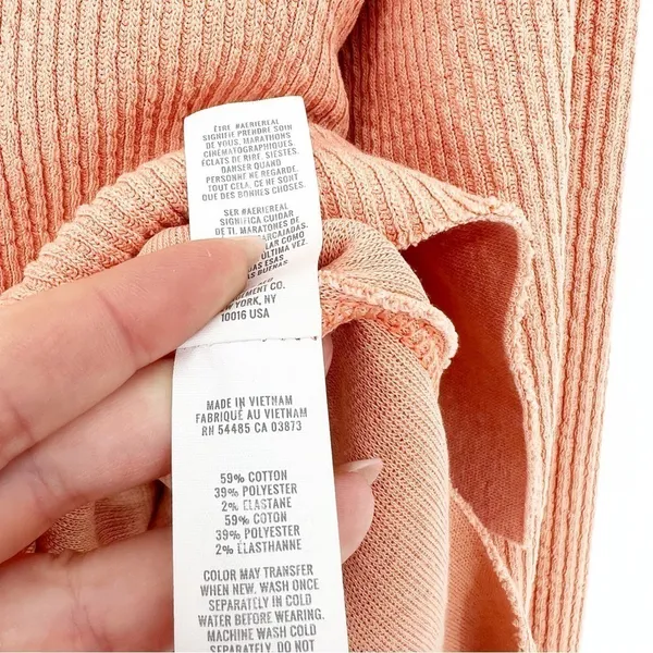 Aerie Cozy V-Neck Ribbed Sweater Women's Size S Orange‎ Loungewear - Image 6
