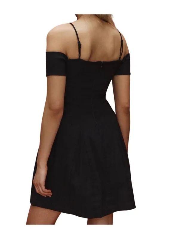 Maeve Anthropologie Bow Off-The-Shoulder Mini Dress Black XS - Image 2