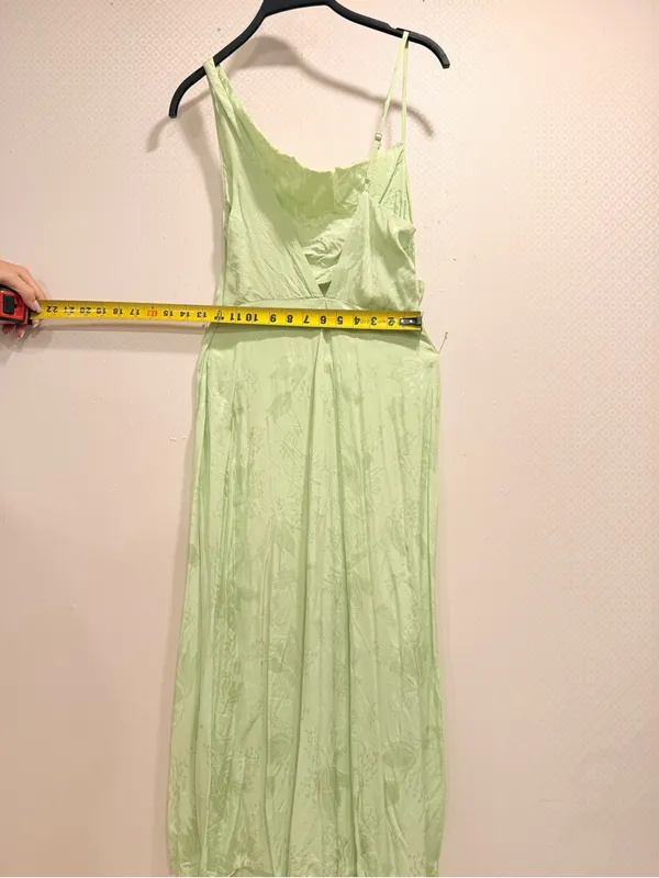 For Love & Lemons Llana Satin Midi Dress Elegant Feminine Lime Green Size S - Image 4