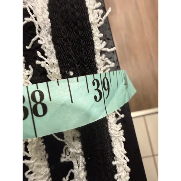 Black White Stripe Flare‎ Leg Pants High Waist Textured Knit Size M - Image 7