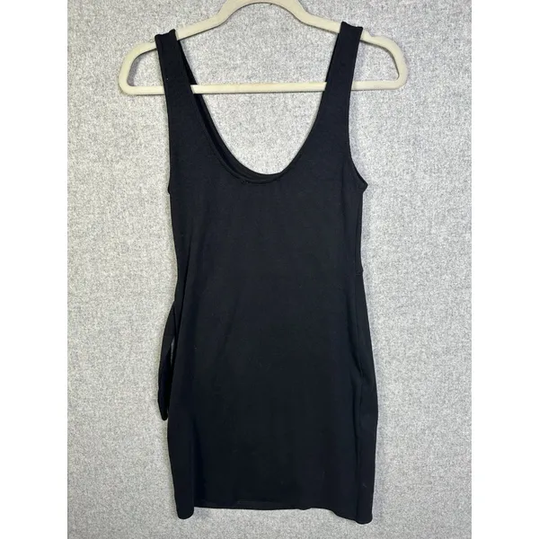 Zara Knit‎ Tank Dress Large Black Bodycon Tie Side Sexy Comfort Scoop Neck - Image 11