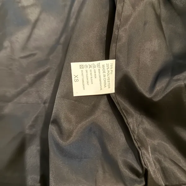 Faux leather jacket pu leather coat trench parka fall coat motorcycle jacket Black Size XS - Image 10