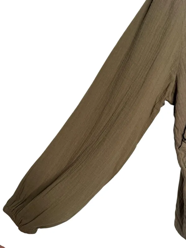 Pretty Garden Olive Green Ling Sleeve Ruffle Top Size XL NWT - Image 6