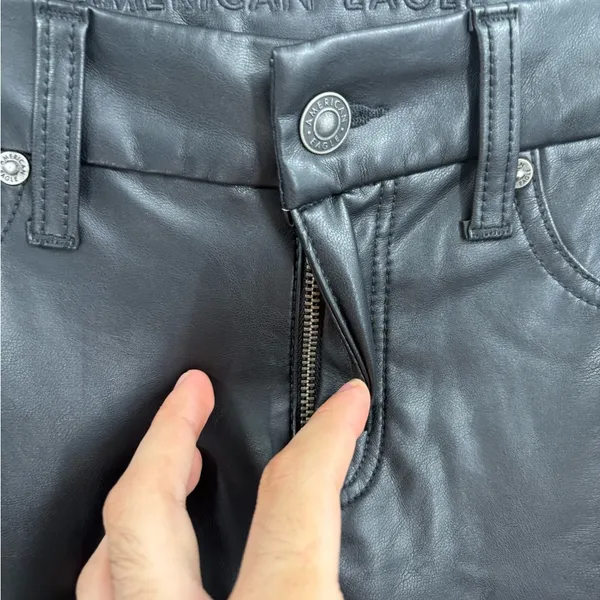 AmericanEagle outfitters black faux leather curvy classic bootcut jeans 28S - Image 9