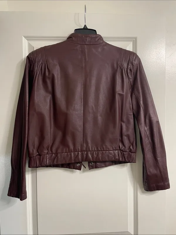 Fidelity Vintage Oxblood Leather Zip-Front Jacket - Image 8