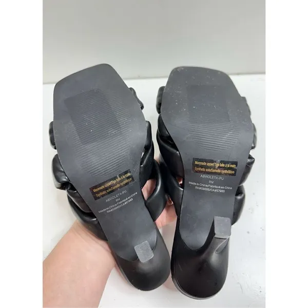 Abound Sandals Womens Size 8 Black Open Square Toe Woven Stiletto Heels‎ - Image 7