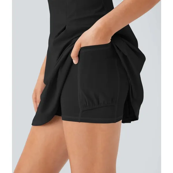 Halara Softlyzero Quick Dry Square Side Pocket Mini Tennis Active Black Dress L - Image 5