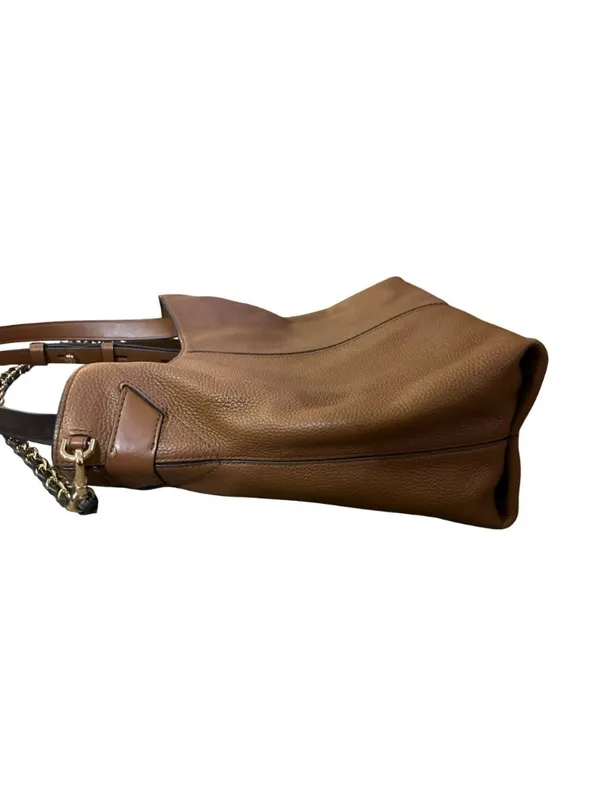 Michael Kors Downtown Astor Large Brown Pebbled Leather Shoulder Bag Chain Strap - Image 11