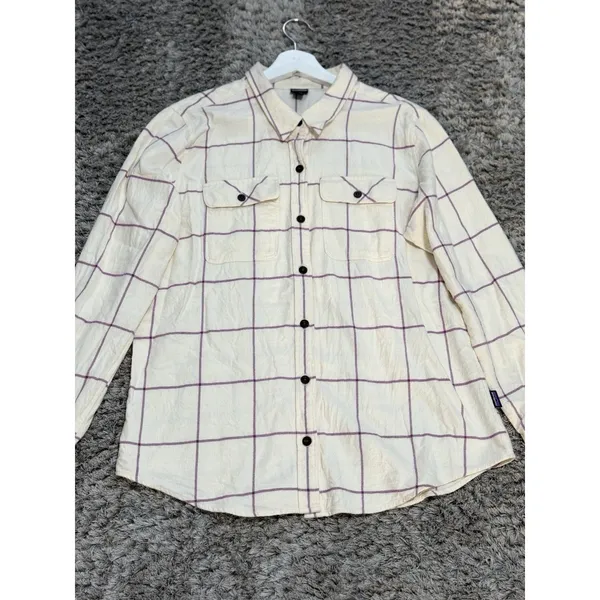 Patagonia Button Down Shirt Women's Flannel Plaid Long Sleeve Casual Size L - Image 2