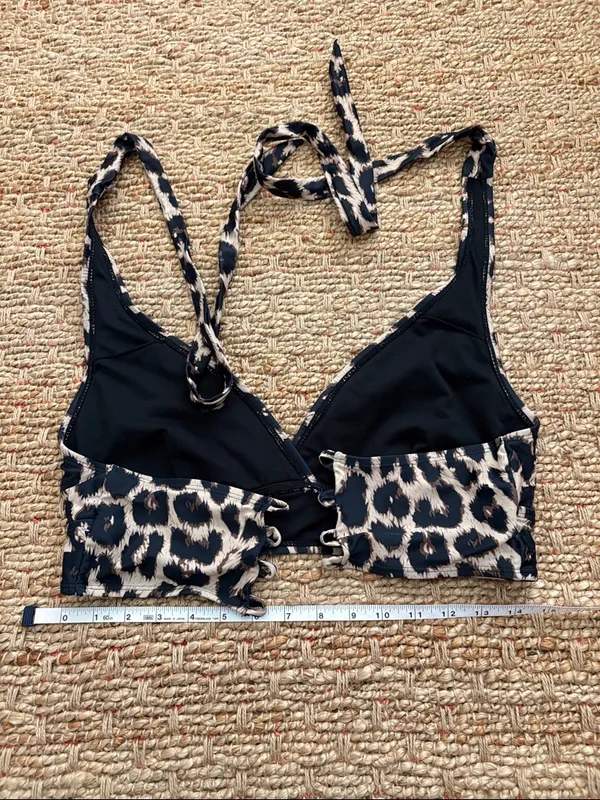 High-Waist Leopard Print Bikini Set - Black and Cream XL - Image 7
