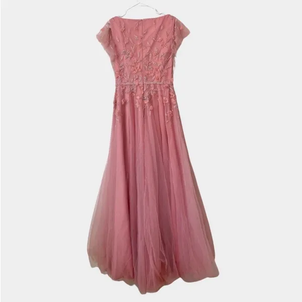NEW Mac Duggal 11224 - Pink V-Neck‎ A-Line Prom Gown Maxi Dress Size 8 - Image 4