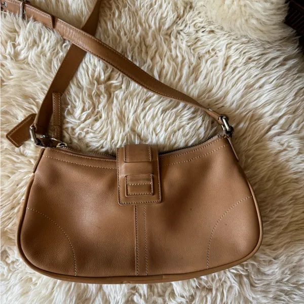 Vtg COACH Hampton camel leather Y2K Demi small shoulder bag 7540 - Image 9
