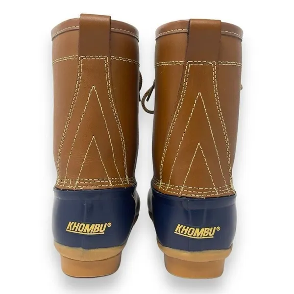 Khombu Letty Tan Leather Blue Rubber Lace Up Lined Winter Duck Boots Size 5M - Image 10