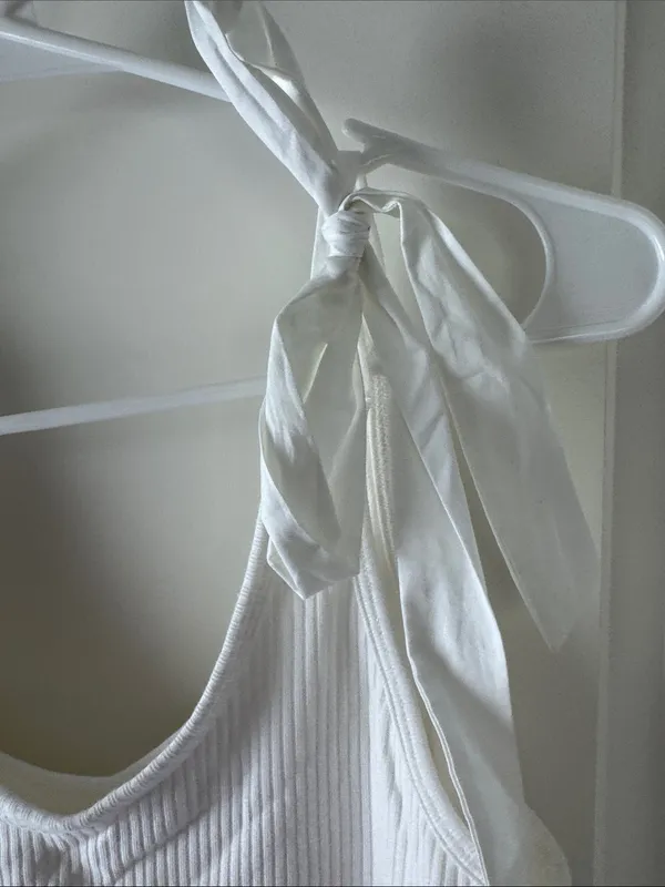 NWT Old Navy White Ribbed Tie-Shoulder Bodysuit / B50 - Image 6