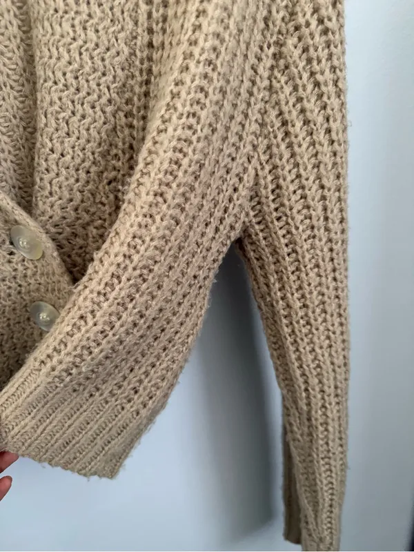 The Great. 0 XS‎ Montana Crop Cardigan Beige Tan Relaxed Boxy Boho - Image 4