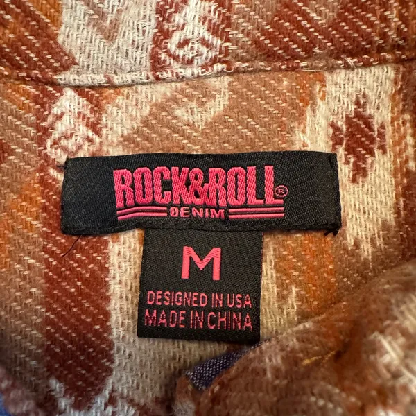 ROCK & ROLL Denim Southwestern Western Jacquard Shacket Shirt Jacket Medium $80 - Image 10