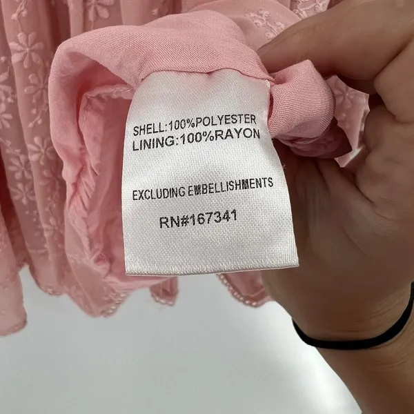 Hello Molly Flower Patch Mini‎ Dress Size 2 XS Pink Long Sleeves Floral Feminine - Image 11