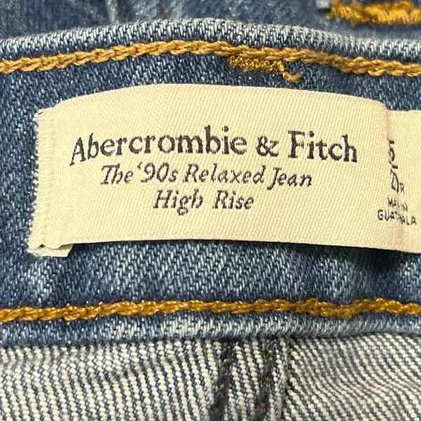 Abercrombie & Fitch The 90s Relaxed Women Blue High Rise Straight Denim Jeans 35 - Image 4