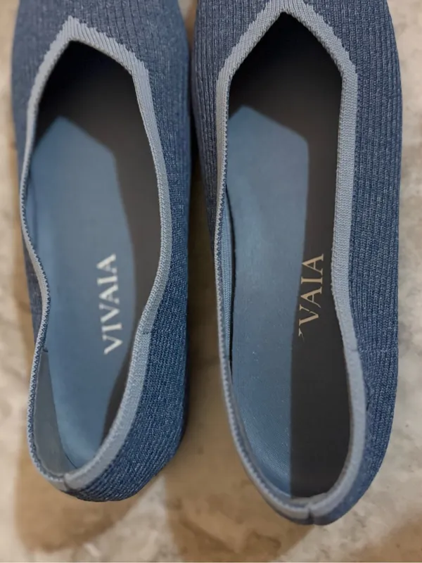 Vivaia Margot Square-Toe Flats in Denim Blue - Image 4